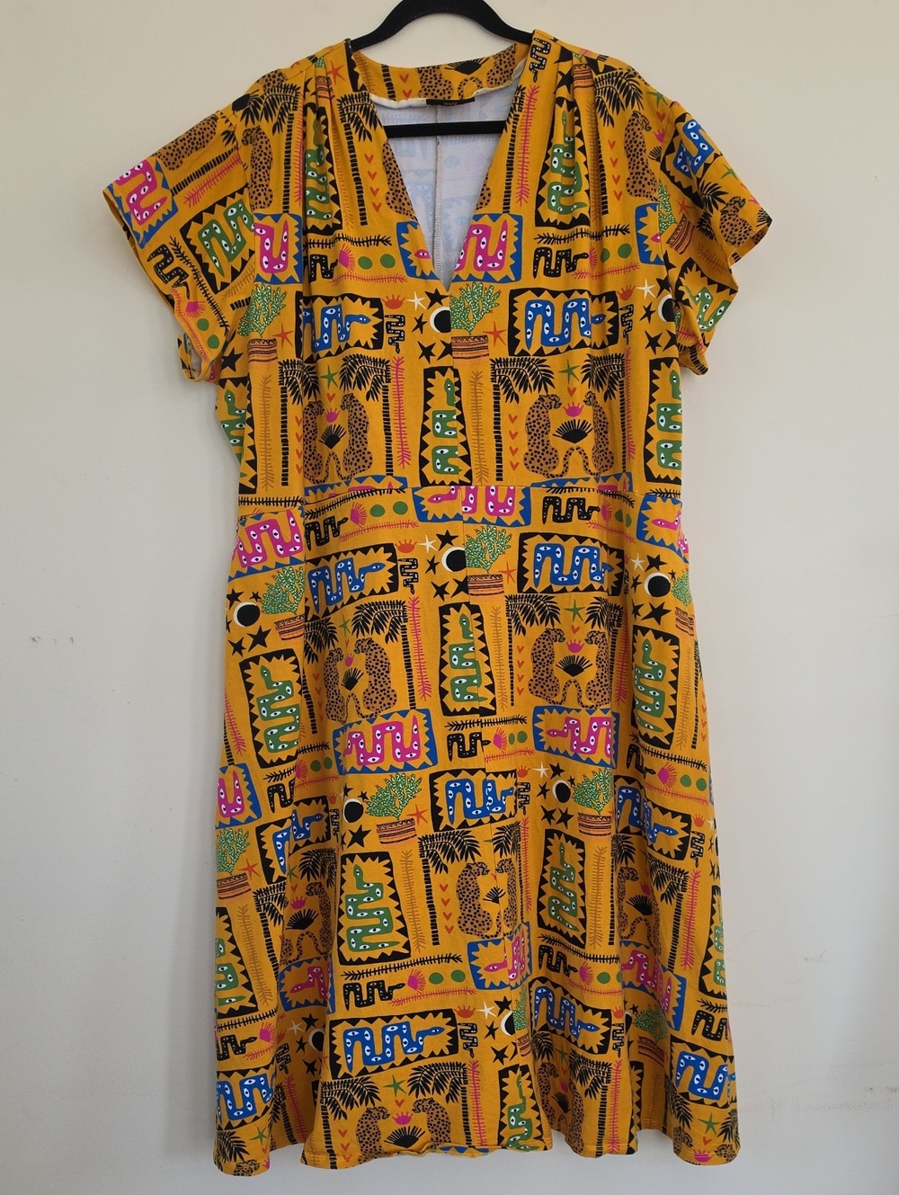 Nooworks "Desert Disaster" Mustard Yellow Printed Midi Dress